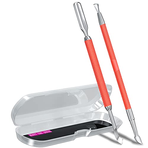 2PCS Red Cuticle Pusher Tool and Scraper Nail Pusher - color: Red