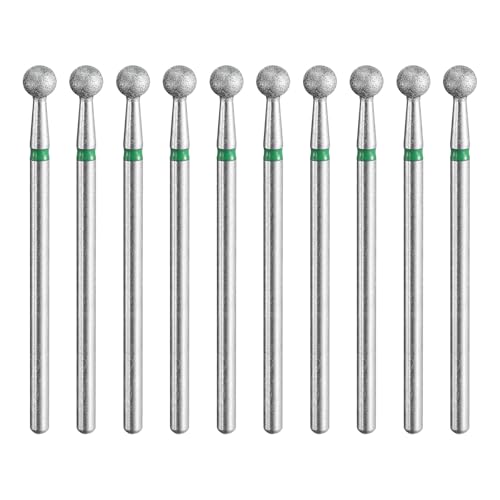 HARFINGTON 10pcs 100-120 Grits Diamond Grinding Bit 4mm Ball Head 2.35mm Shank 4mm Length Stone Sanding Drill Bits Rotary Tool for Ceramic Glass Nails Grinding Polishing - color: Green, size: 4mm