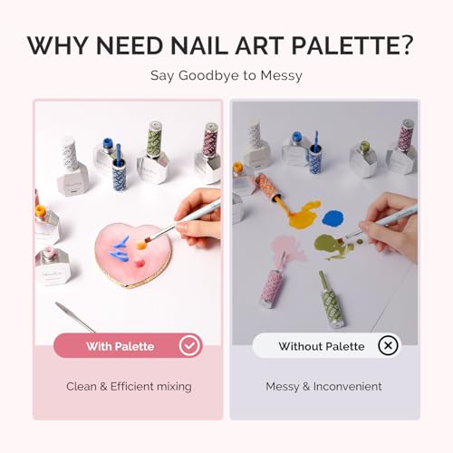 MelodySusie 1Pc Heart Resin Nail Art Palette Color Mixing Board Pink - color: Pink Heart Without Spatula