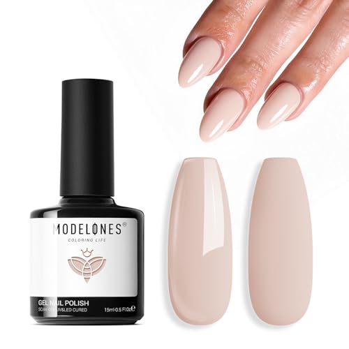 modelones Nude Gel Nail Polish Soak Off UV/LED Gel Polish 15ML - color: A3-Light Nude Solid