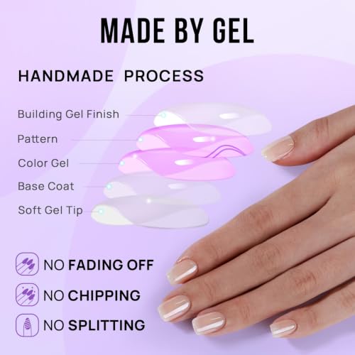 BTArtbox Press On Nails, Brown Short Square Fake Nails, 32Pcs Full Kit - color: A1-Cream Soda
