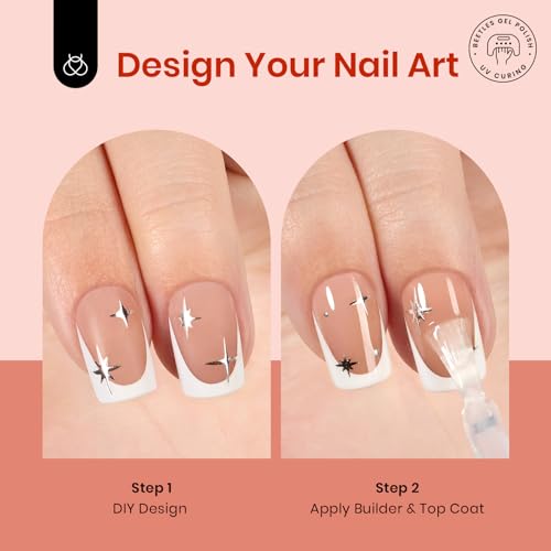 Beetles Press On Nail Kit- Short Square French Tip Nails, 224Pcs Brown - color: F - Brown French - S