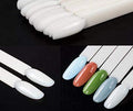 100 Tips Fan Shape Plastic Nail Art Tips Display Polish Board Display Practice Sticks with Metal Split Ring Holder (Clear+White) - color: Clear+White