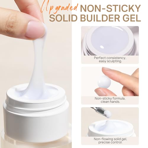 MIZHSE Solid Builder Gel, Non-Sticky White Sculpting Gel for Nails - color: 15g White