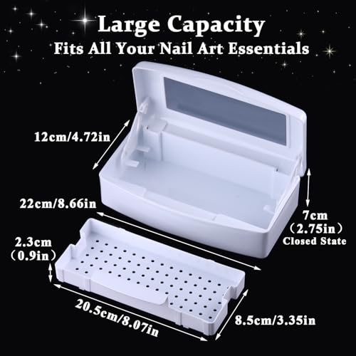 SUTOKAKA Nail Tool Sterilizer Box Plastic Disinfectant Container, White - color: Liftable White