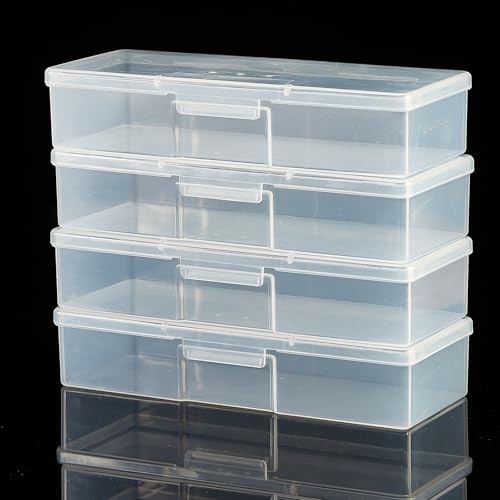 Transparent Plastic Nail Art Tool Storage Organizer Box, Clear Manicure Container Case, 7.5x3.1x1.5 Inches, 8 Pack
