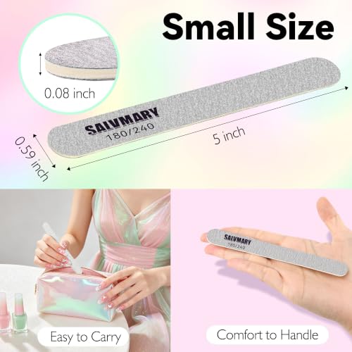 SALVMARY Professional Disposable Small Zebra Nail Files 180/240 Grit, 50Pcs - size: 180/240 Grit - 50Pcs