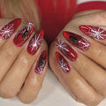 Halloween Press on Nails Almond Red Glitter Cat Eye Spider Web Fake Nails - color: Halloween Spider Web Nails-14