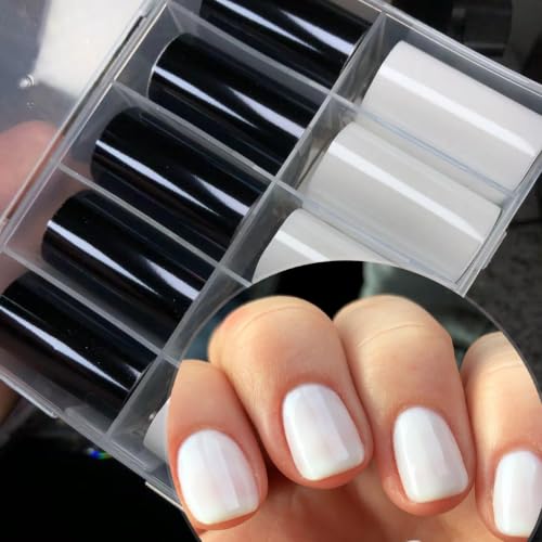 10Pcs Black and White Nail Foil Shining Nail Transfer Foil for Nail Art - color: Black
