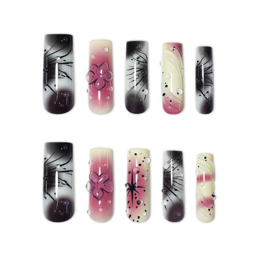 Long Square Press on Nails Gradient Fake Nail for Women 24Pcs - color: 39