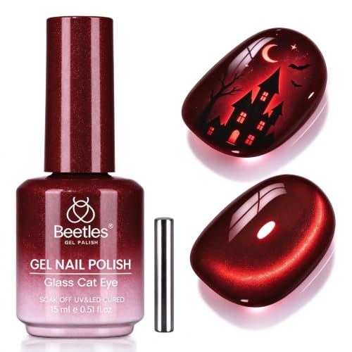 Beetles Red Halloween Cat Eye Gel Nail Polish, 15ML Wine-Stained Cherry - color: C - Red | Wine-Stained Cherry