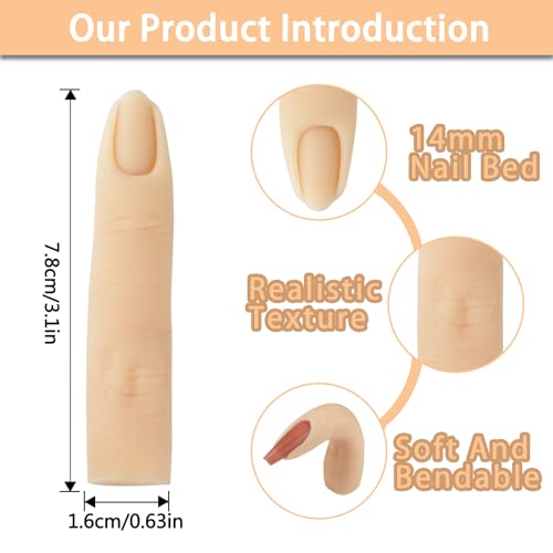 Silicone Practice Fingers for Acrylic Nails, Bendable Silicone Fake Finger to Practice Fake Nails, Soft Nail Training Finger Flexible Practice Nail Finger Hand for DIY Nails(Color 1) - color: 1# Silicone Finger