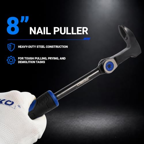 8" Nail Puller Pry Bar, Indexing Crowbar Multi-Angle Wrecking Bar - size: 8"
