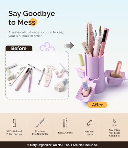 MelodySusie Nail Polish Bottle Holder and Nail Art Tools Organizer Purple - color: Purple