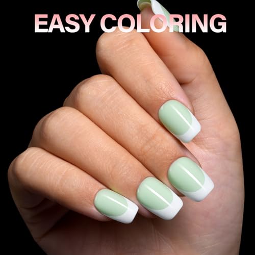 AILLSA Short Square Round Fake Nail Tips 240Pcs Soft Nail Gel Tips