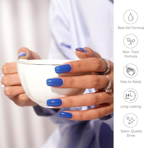 DANNI & TONI Semi Cured Gel Nail Strips Klein Blue Royal Blue Gel Nail Wraps 28 Stickers | Infinite Blue - color: Infinite Blue
