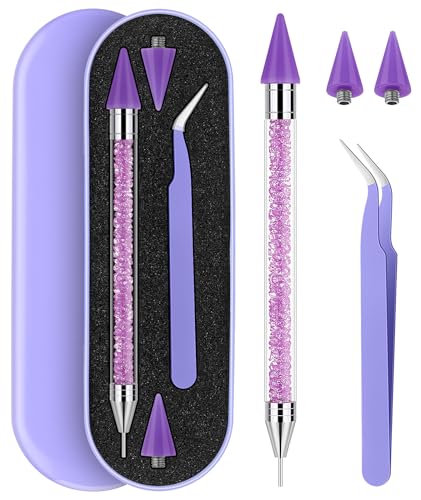 Tatuo Rhinestone Picker Tool Bedazzling Pen Dual Head, Purple - color: Purple
