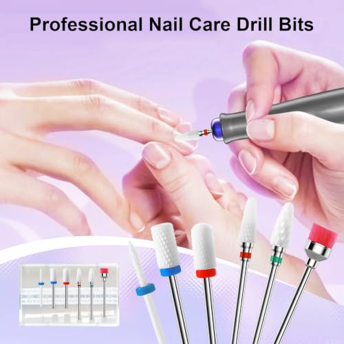 3/32'' 6Pcs Nail Drill Bits Set Ceramic for Acrylic Gel & Cuticle Removal - color: 6Pcs Ceramic Bit Sets