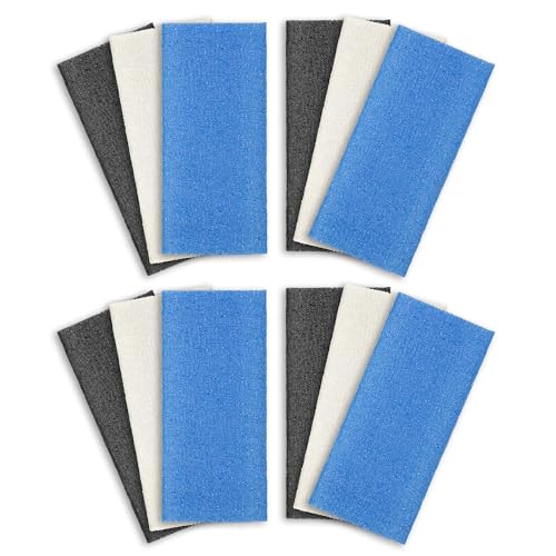 ARCH&M Exfoliating Washcloth 12 Pack, Black Off-White Navy-Blue - style: Black x 4 Off-White x 4 Navy-Blue x 4
