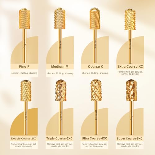 3/32" Large Smooth Barrel Safety Nail Drill Bit for Gel & Acrylic Removal - color: Gold L-S Barrel, size: 2XC