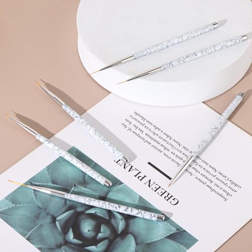 Tbestmax 6 Pcs Nail Art Liner Brushes, UV Gel Painting Acrylic Nail Brushes Striping Brushes for Short Strokes, Details, Blending, Elongated Lines 5/7/9/11/15/20mm - color: 6pcs - White
