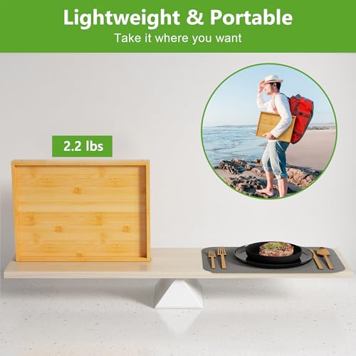 Youpehom Bamboo Bed Tray Table with Folding Legs, Large, Bamboo - color: Bamboo, size: Large