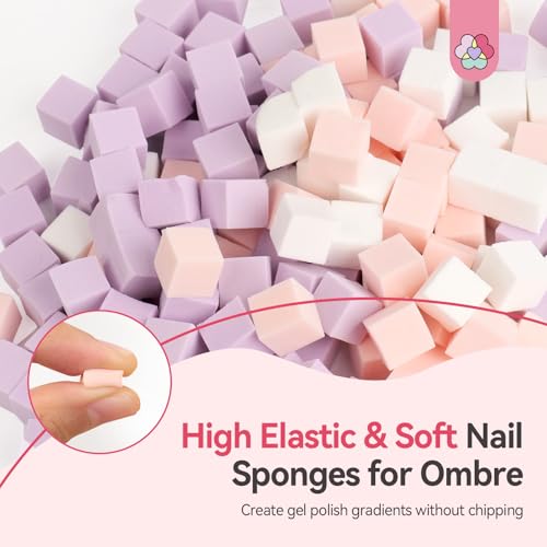 SAVILAND 100PCS Nail Sponges for Ombre: Pink Nail Art Sponges With Grabbing Pen Ombre Nail Sponge Gradient Nail Tools Aura Nails Ombre Nail Brush Professional Home DIY Nail Art Salon - color: 3A-Pink