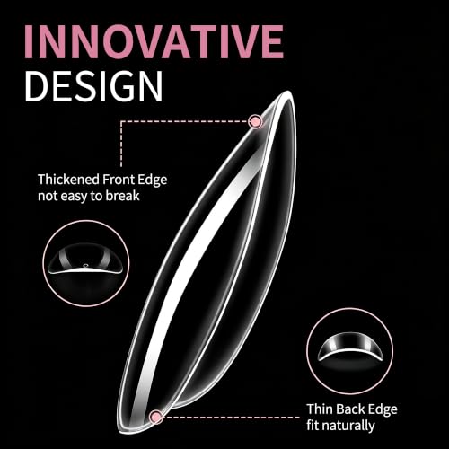 Oval Nail Tips 288 Pcs 12 Sizes, Pre-Etched Soft Gel Full Cover Nail Stickers, Transparent Press on Fake Nails for Home DIY, Nail Salons, Nail Art & Extension, Long Lasting Clear False Nails - size: Oval