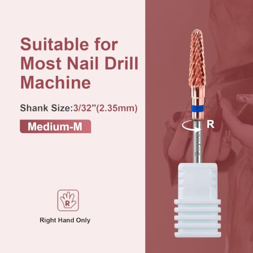3/32" 2PCS Clean Cone Carbide Cuticle Cleaner Bit for Nail Prep & Cleaning - color: 008 Rose Gold, size: M