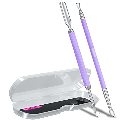 2PCS Lavender/Taro Purple Cuticle Pusher Tool and Scraper Nail Pusher - color: Lavender/Taro Purple