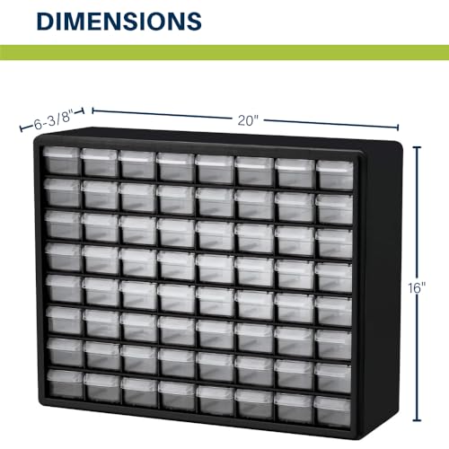 Akro-Mils 64-Drawer Plastic Storage Cabinet, 20-Inch W x 6-Inch D x 16-Inch H | Black | Model 10164 | Garage Organization - color: Black, size: 64 Drawer, style: 2 pack