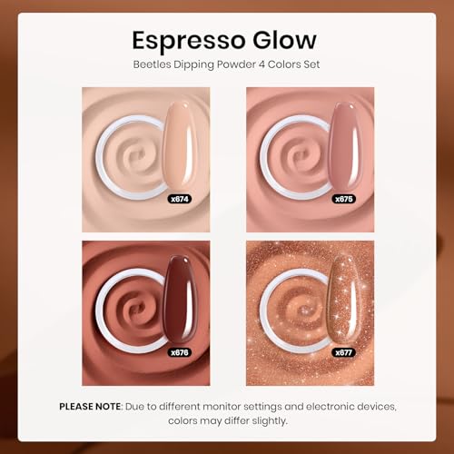 Beetles Fall Dip Powder Nail Kit, Brown Nude Skin Glitter - color: Espresso Glow