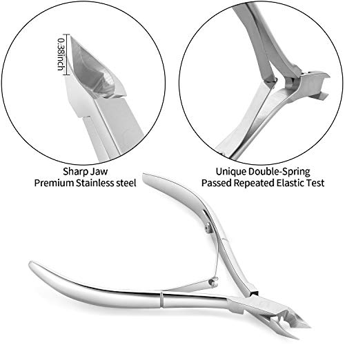 YINYIN Cuticle Trimmer with Pusher and Cutter,Silver - color: Silver