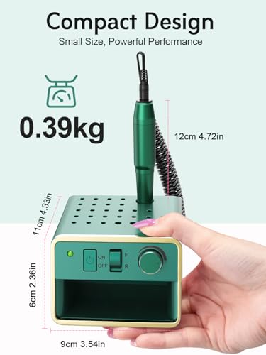 Beloving Nail Drill Machine Electric File, Portable for Acrylic Gel Dip Powder Nails, All in One Nail Drill Kit for Manicure Pedicure, Nail Set with Everything, Dark Green - color: Dark Green