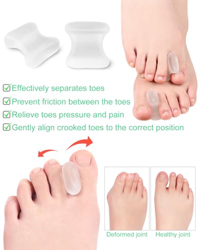 PGRODE 12 Pack Gel Toe Separators Silicone Toe Spacers for Women Men, Large - size: Large