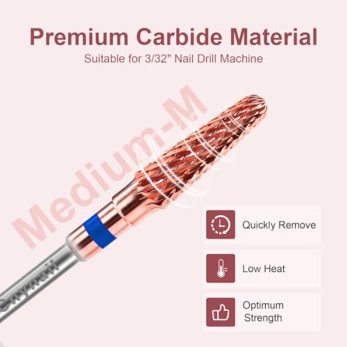 3/32" 2PCS Clean Cone Carbide Cuticle Cleaner Bit for Nail Prep & Cleaning - color: 008 Rose Gold, size: M