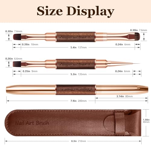 Builder Gel Brush - Nail Art Brushes for Polygel, 2Pc Double-Ended