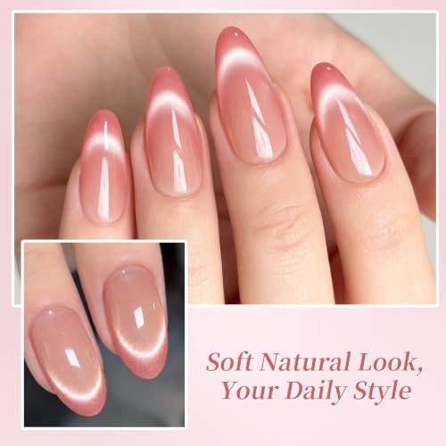 BORN PRETTY French Tip Cat Magnetic Eye Gel Polish Set with Nail Stickers - color: Soft Pink Magnetic & Jelly Pink