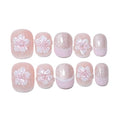Short Round Square Handmade Press On Nails,Reusable&Salon Quality(RR14, S) - color: RR14, size: S