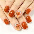 24Pcs Fall press on Nails Short Square Maple Leaf Fake Nails - color: Style-21