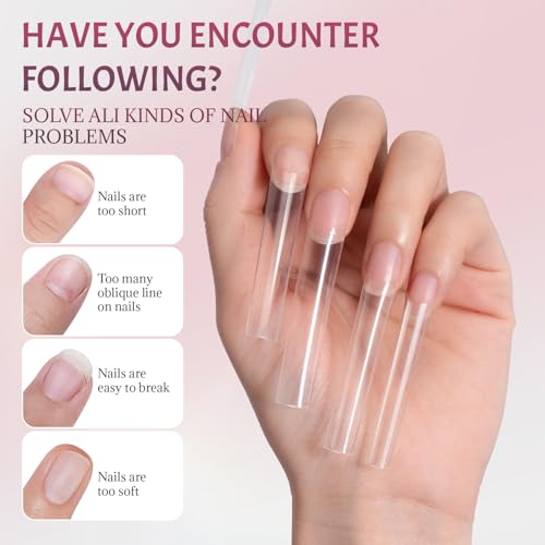 Ranrose 600PCS XXXL Clear Nail Tips, Half Cover for Acrylic Nails - color: XXXL Clear Square Half Cover Nail Tips