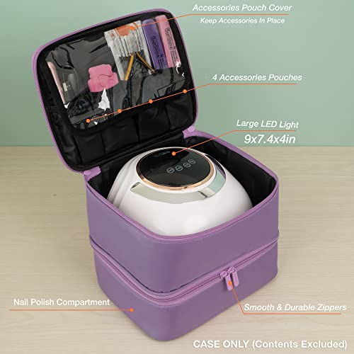 ButterFox Large Nail Polish Organizer Storage Case Holder, Fits Nail Lamp Dryer and 40-50 Bottles, Gel Nail Polish Kits Supplies Holder Bag (Lavender Purple, S (30-40)) - color: Lavender Purple, size: S (30-40 Slots)