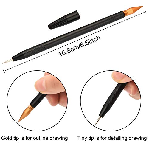 Scratch Painting Art Tool, 11 Pieces Scratching Drawing Tool Set, Including Artist Glove, Tool Bag, Scratch Coloring Pens, Plastic and Wooden Stylus, Scraper, Clean Brush