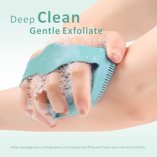 Silicone Body Scrubber Shower Brush 2 Counts,Super Exfoliating Body Brush with Non-Slip Strap-Effective Showering Exfoliation and Gentle Massage for Men Wome,Durable Use Brush (Green+Pink) - color: Green+pink