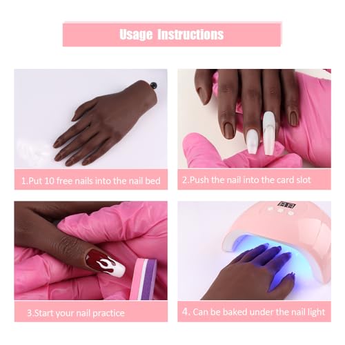 Nail Pratice Training Hand for Acrylic Nails with Stand Bracket,Soft Silicone Maniquin Hand, Flexible Bendable Nail Practice Fake Hand for Nails Art Practice Tool - color: 6#, size: Left Hand