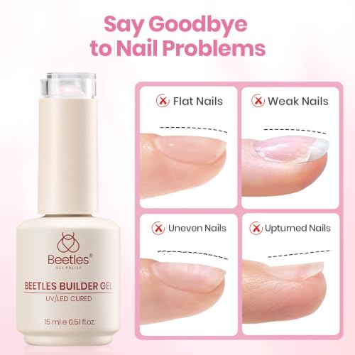 Beetles Builder Gel for Nails Pink TPO & HEMA-Free with Nail Art Brush - color: C-Petal Sheer
