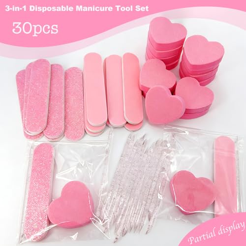 Nail Kits 3-Piece, 30 Sets Individually Packaged Nail File Kit