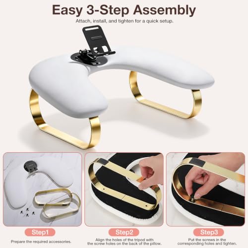 Noverlife Arm Rest for Nails Tech White U-Shaped, 360° Rotating Phone Stand