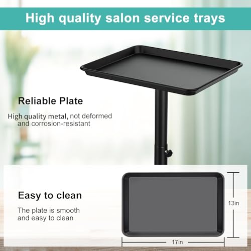 Salon Tray on Wheels, Salon Rolling Tray with Adjustable Height - color: Dark Black