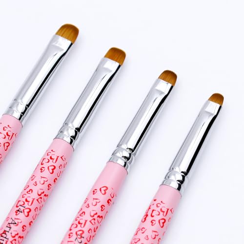 4Pcs Acrylic French Manicure Brushes & Dotting Pens, Pink - color: pink